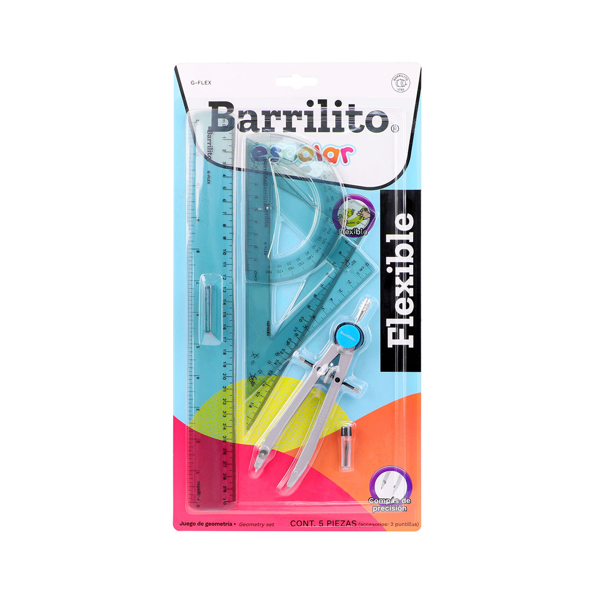 Juego de Geometría Barrilito Flex 6 piezas