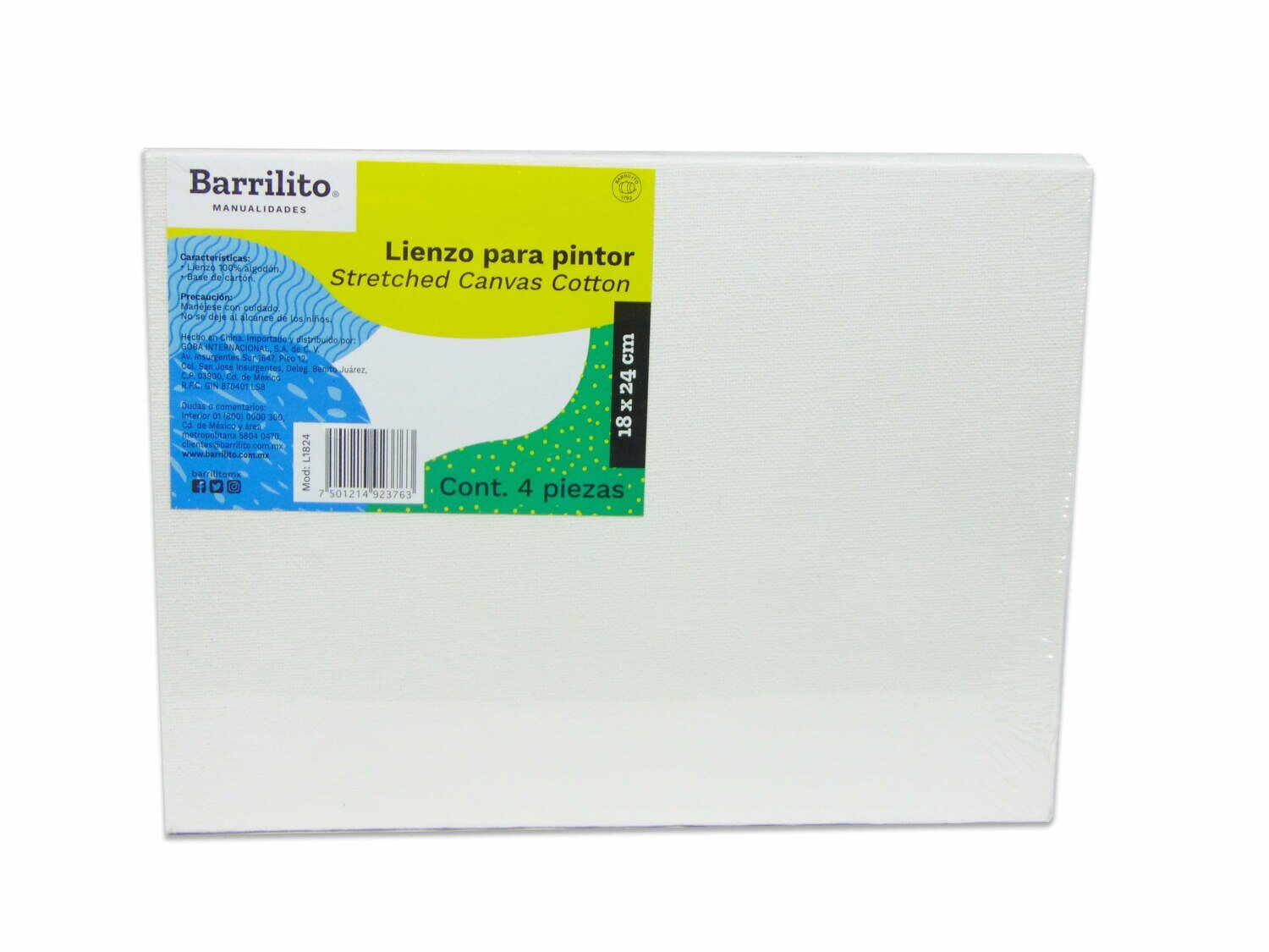 Lienzo para Pintura Barrilito 18x24 cm 4 piezas