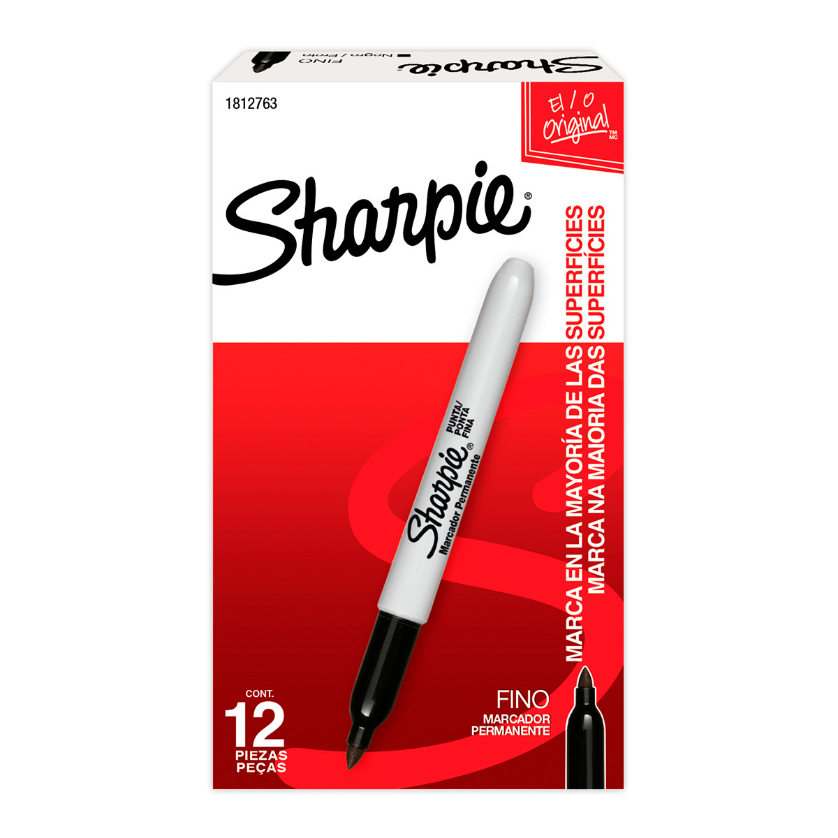 Marcadores Permanentes Sharpie Fino Negro 12 piezas